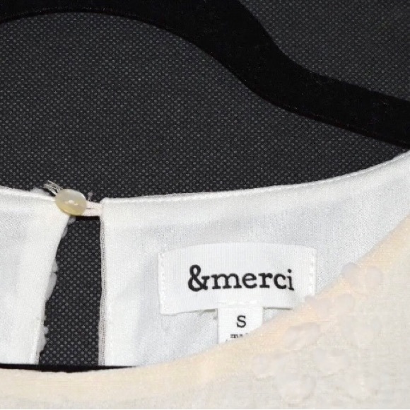 &Merci Cream Floral Applique Flounce Dress Off White Lined Belted PRETTY… - Picture 4 of 10